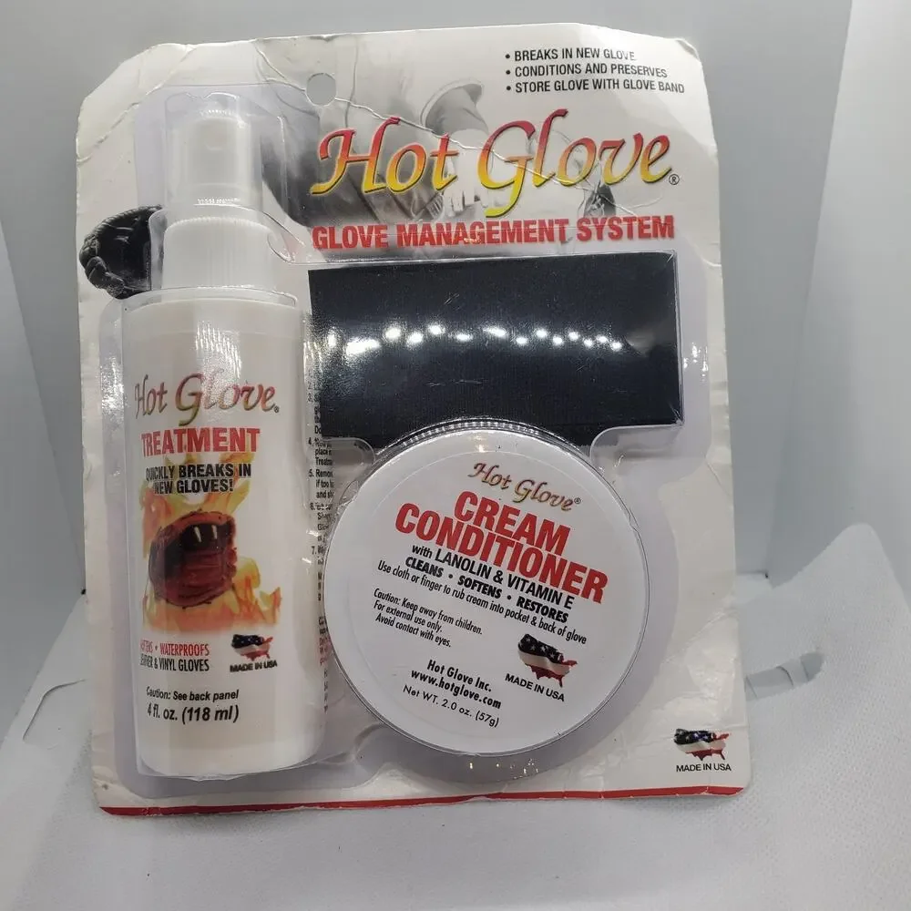 Hot Glove Baseball Glove Care Kit Cleaner Conditioner Cream Lanolin Softener